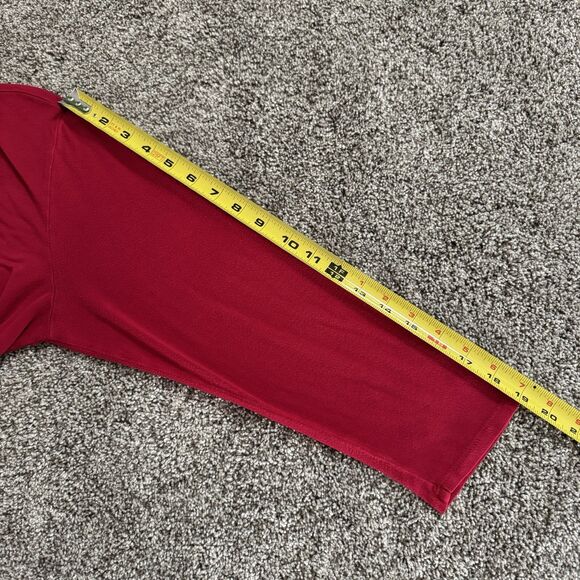 Charming Charlie Red Wrap Blouse 3/4 Sleeve Elastic Waist Top Shirt Size Large - Picture 9 of 11